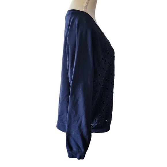OLD Navy Royal Blue Sheer Diamond Cutouts Y2K Sweatshirt Plus XXL - Picture 3 of 6